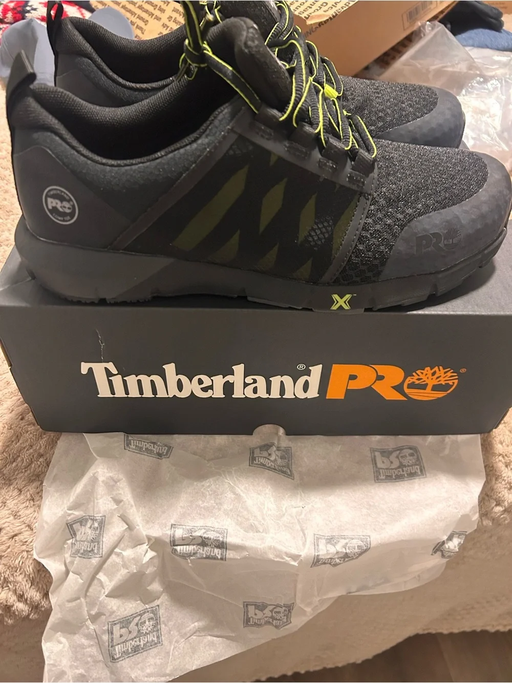 Timberland PRO Radius Composite Safety Toe Sneakers Black Hi-Vis.NEW NEVER WORN